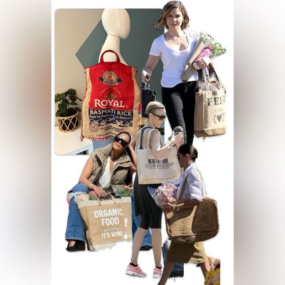 Burlap Royal Basmati Rice Tote Bag - Picture 2 of 6